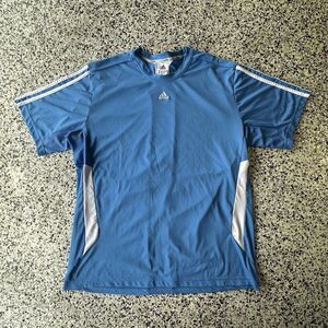 Adidas Clima365 Soccer Shirt Mens XL Blue Striped Embroidery Training Gym